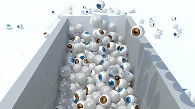 Many eyeballs fall on a container