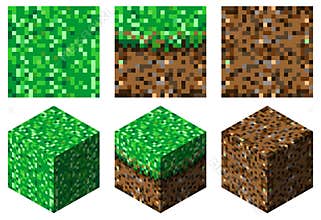 textures and cubes in minecraft stylegreen-brown grass and earth