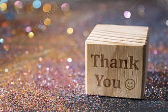 Thank you text on cube