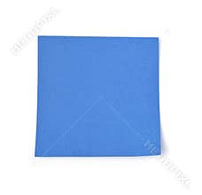 Blue post it paper note on white background