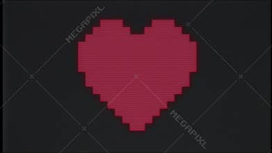 Pixel heart on computer old blured tv vhs glitch interference noise screen animation seamless loop - New quality