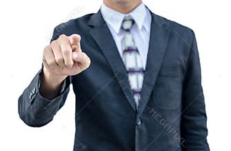 A business man pointing his finger at you , isolated