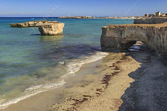 The most beautiful sandy beaches of Apulia. Salento coast: San Foca Beach ITALY.