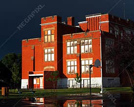 Old Red Brick School In Edmonton Alberta Canada