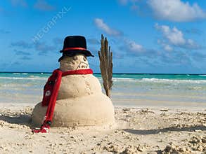 Snowman on beach