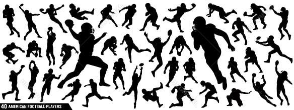 American Football Players Silhouettes