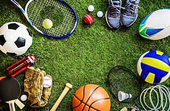 Sports tools balls shoes ground