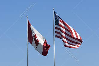 Canadian and US flags