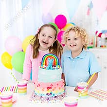 Kids birthday party with cake