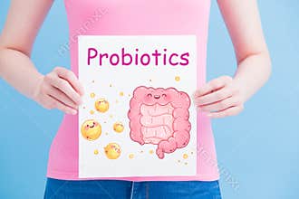 Woman take probiotics billboard