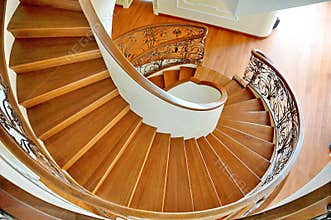 Luxurious internal spiral staircase. Located in a villa near the Black Sea.Ukraine.Odessa.