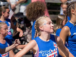 Young woman in holiday parade