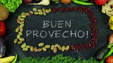 Buen provecho Spanish fruit stop motion, in English Bon appetit