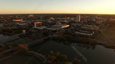 Brazos River Bridges Aerial Waco Texas Downtown City Skyline
