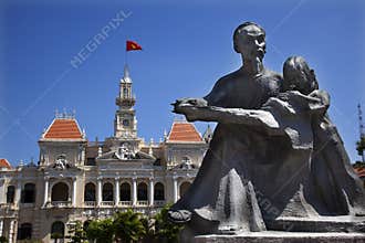 Ho Chi Minh Statue Town Hall Saigon