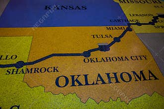 Historic route 66 map made from mosaic/ Mosaic floor with map design
