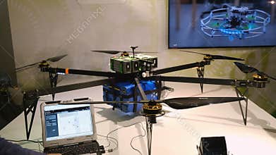 Modern drones demonstration at the exhibition during Skolkovo Robotics Forum