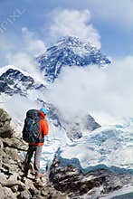 Mount Everest with tourist
