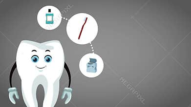 Cute tooth dental cartoon HD animation