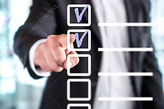 Business man with checklist and to do list.