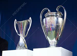 UEFA Champions League cup man, woman