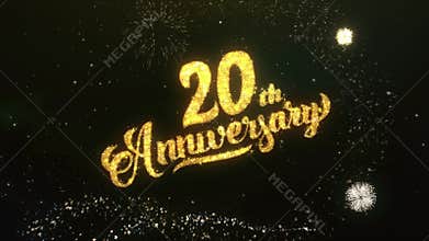 20th Anniversary Text Greeting Wishes Sparklers Particles Night Sky Firework