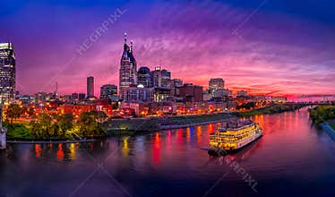 Nashville Skyline with sunset
