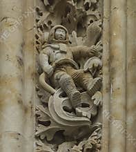 An astronaut on the facade of the cathedral