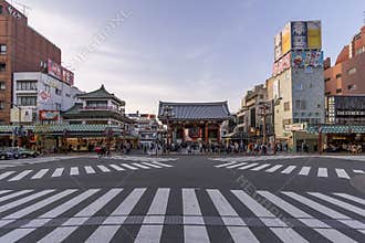 The beautiful Kaminarimon gate in the Asakusa district of Tokyo, Japan