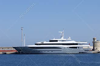 Luxury Yacht Anchored in port