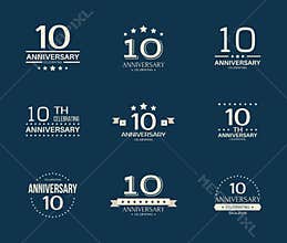 10 - year anniversary celebrating logotype. 10th anniversary logo set.