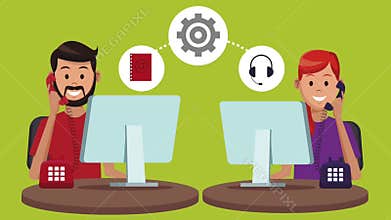 Technical support and call center service HD animation