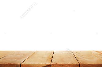 Empty of wood table top on white background.For key visual layout