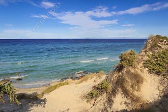 The most beautiful sandy beaches of Apulia. Salento coast: Frassanito Beach ITALY.