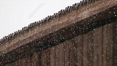 Rain on old zinc roof