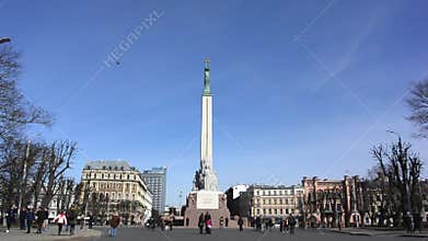 Monument of Freedom in the square in the center of Riga.
