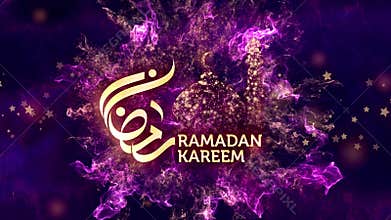 Ramadan Kareem Greetings with arabic calligraphy which means Ramadan