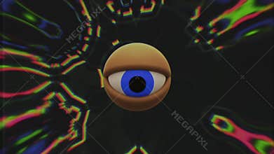 Retro VHS TV eye in rainbow kaleidoscope looking around background animation New quality universal vintage dynamic