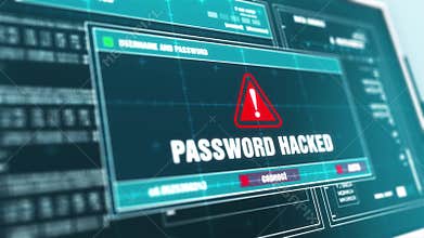 Password Hacked Warning System Security Alert error message Computer Screen.