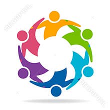 Logo teamwork friendship unity business colorful people icon logotype vector