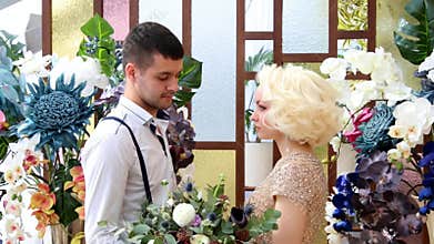 Newlyweds. Bridegroom and bride. Newlyweds married. Just married