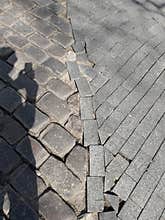 Old and new pavement. Two era of technology.