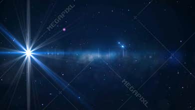 Star Field - animated motion background of star field and lens flares. Animation of a bright star
