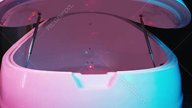 Floating Spa tank bath. Sensory deprivation capsule. Health and welness concept