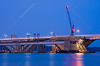 Bridge Construction at Night