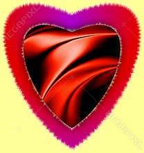 Fury red heart colorful 3d computer generated having wave of love clip art illustration lighted image