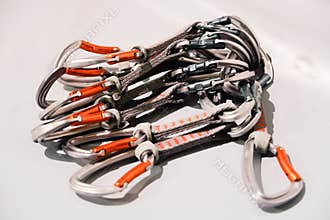 Bunch of carabines for alpinism
