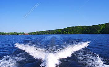 Boat Wake behind Ski Boat on Beautiful Lake Hamilton in Arkansas