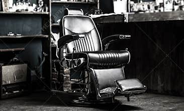 Barber shop chair. Stylish vintage barber chair. Barbershop armchair, modern hairdresser and hair salon, barber shop for