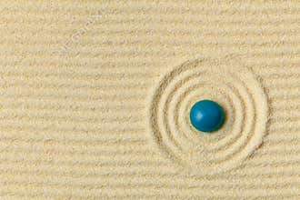 Japanese zen garden with circles and drop
